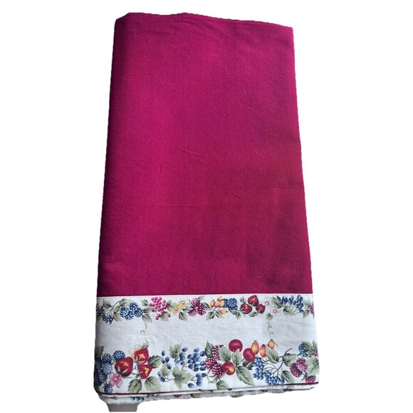 Large Italian Cotton Tablecloth Bordered Fruit R Leami Gigliola Red 68x70 - Picture 4 of 7